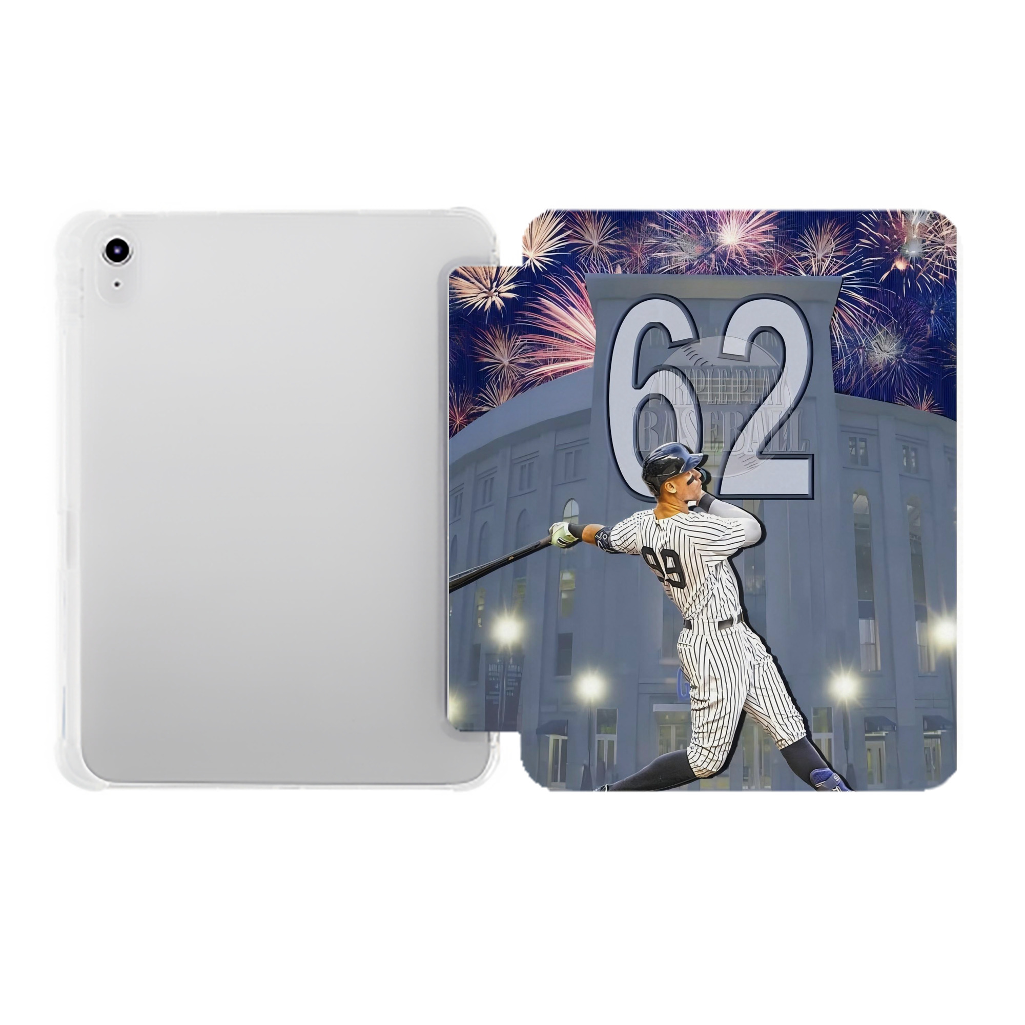 Aaron Judge 62 Home Runs Record Premium Tri-Fold PU Leather & Silicone IPad Case With Pencil Slot – Fits 9.5,10.5,10.9 – Adjustable Stand, Slim, Protective